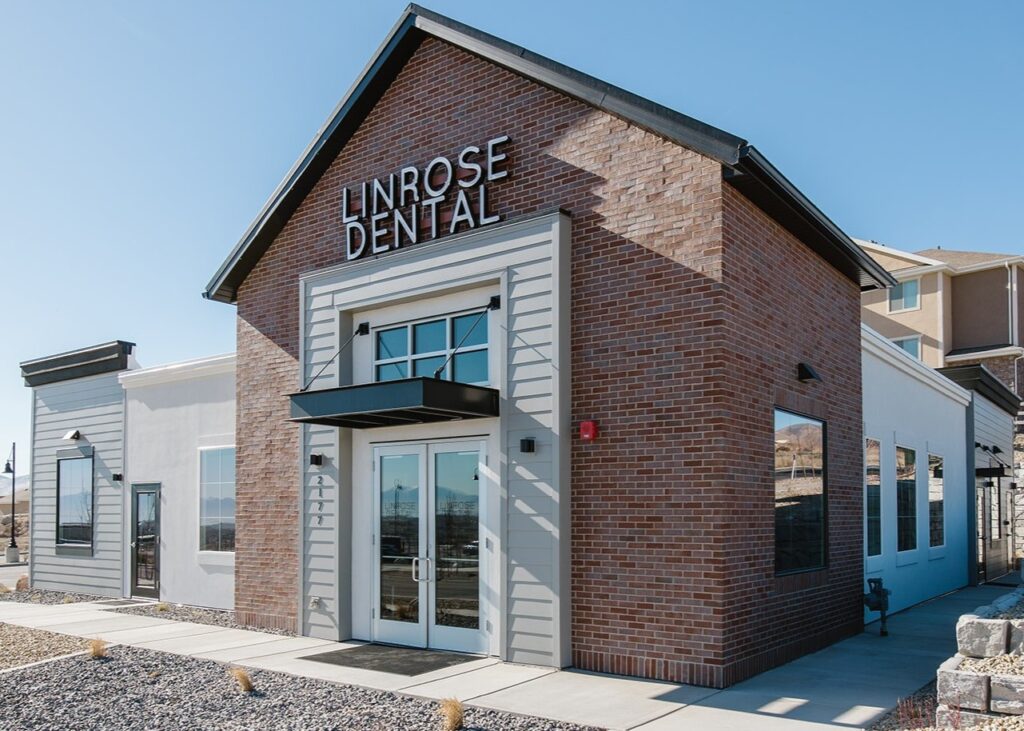 Linrose Dental office exterior showcasing modern architecture and welcoming entrance in Saratoga Springs, emphasizing patient comfort and advanced dental care.